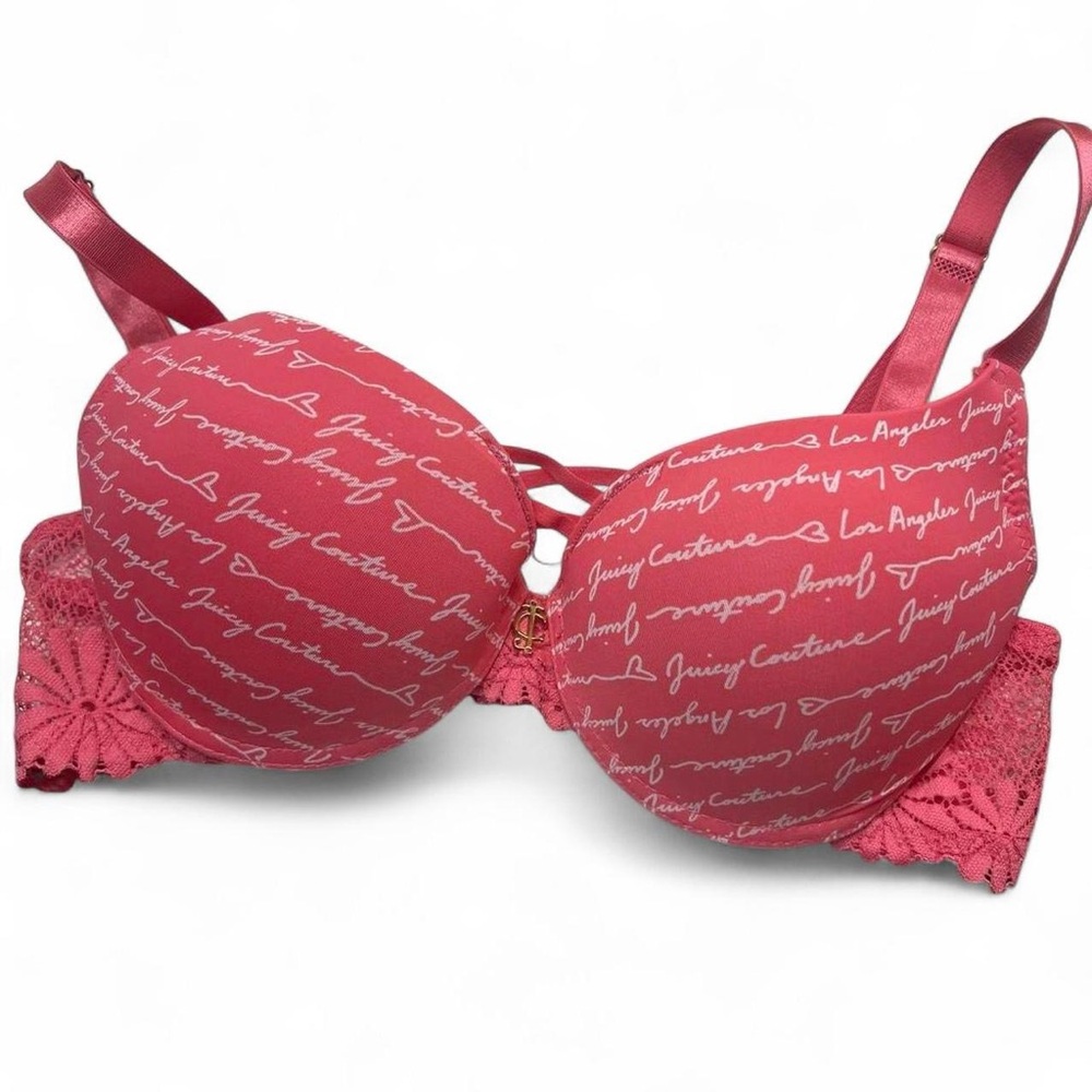 Juicy Couture pink pushup bra - lingerie logo signature - y2k valentines gift